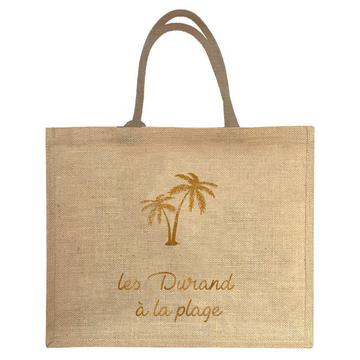 Cabas de plage personnalisé Toile de jute naturelle